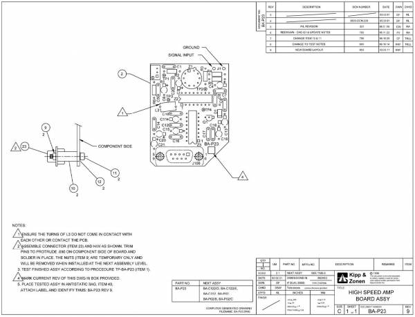 High speed amp board assembly