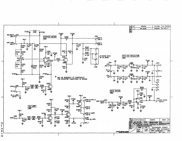 Secondary Power Supply Schematic - Mercury bulb, Stepper motor, and +5V/-8V Regulator circuit
