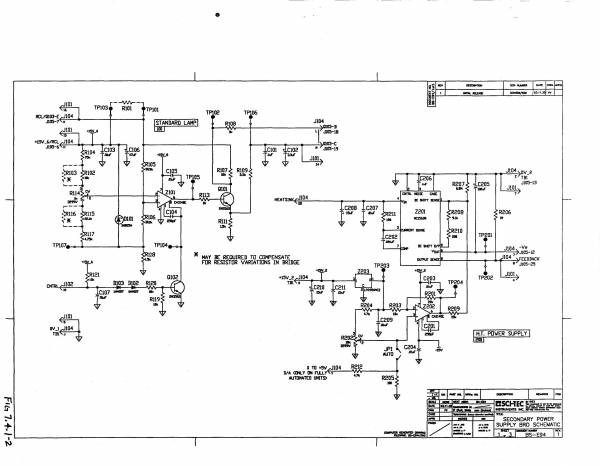 Secondary Power Supply Schematic - High Voltage and Standard Lamp circuit